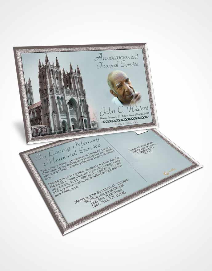 Funeral Announcement Card Template Spring Cathedral Gentle Breeze