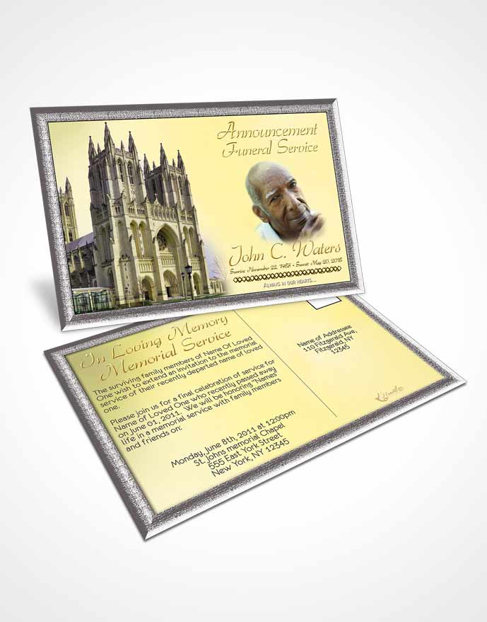 Funeral Announcement Card Template Spring Cathedral Golden Love