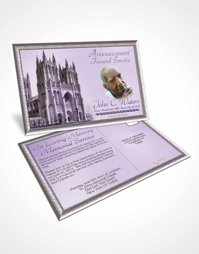 Funeral Announcement Card Template Spring Cathedral Lavender Honor