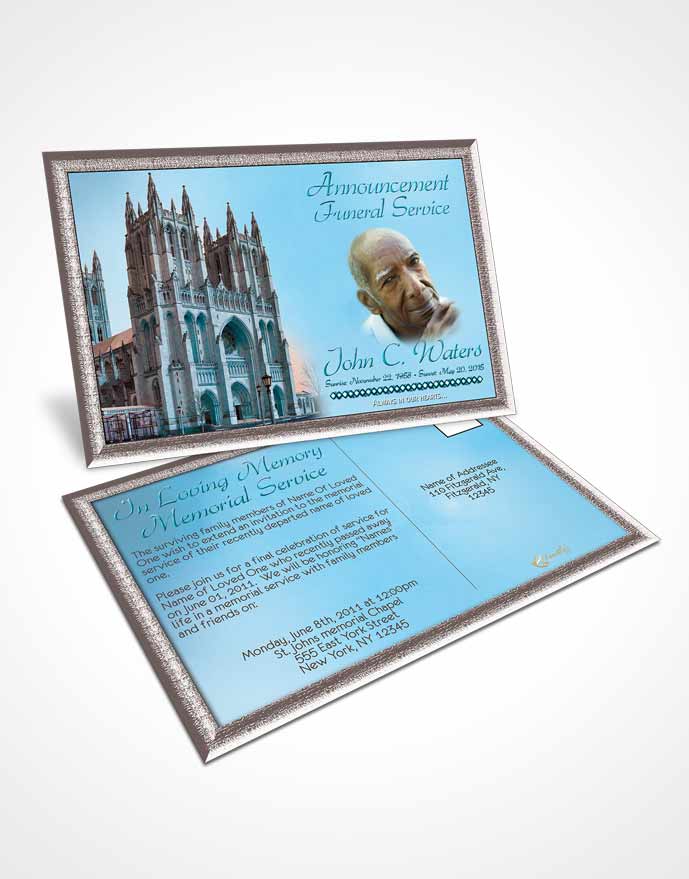 Funeral Announcement Card Template Spring Cathedral Morning Calm