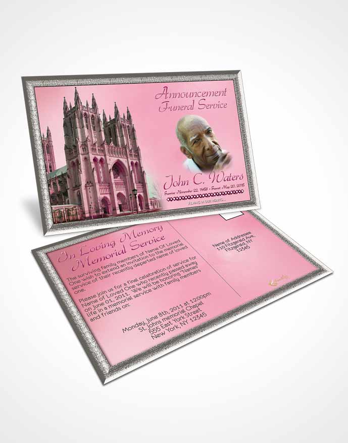 Funeral Announcement Card Template Spring Cathedral Pink Lust