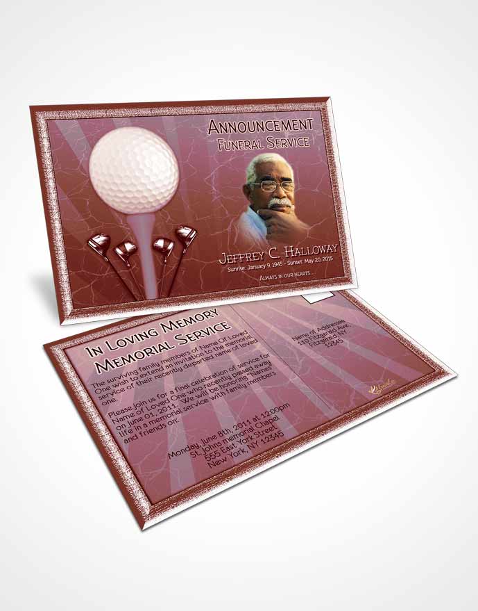 Funeral Announcement Card Template Strawberry Golf Star