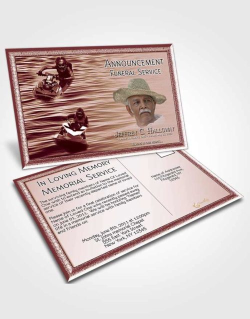 Funeral Announcement Card Template Strawberry Peach Water Sports