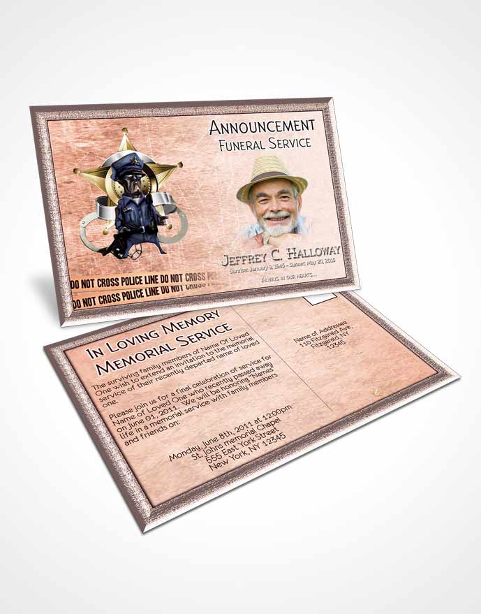 Funeral Announcement Card Template Strawberry Police Enforcement