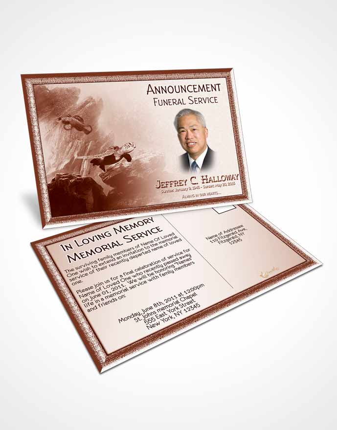 Funeral Announcement Card Template Strawberry Water Lover