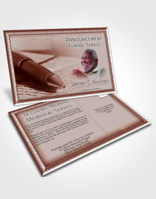Funeral Announcement Card Template Strawberry Writer