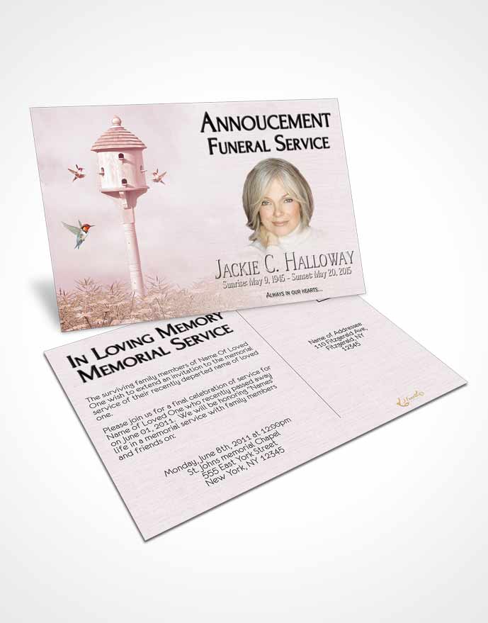 Funeral Announcement Card Template Summer Birds of a Feather