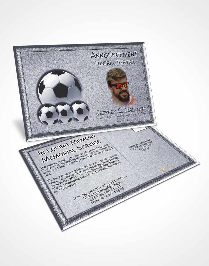 Funeral Announcement Card Template Summer Breeze Soccer Star