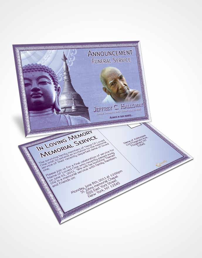 Funeral Announcement Card Template Summer Buddhist Faith