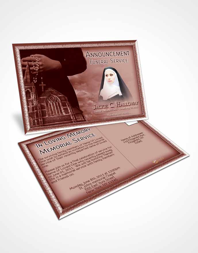 Funeral Announcement Card Template Summer Ruby Heavenly Nun