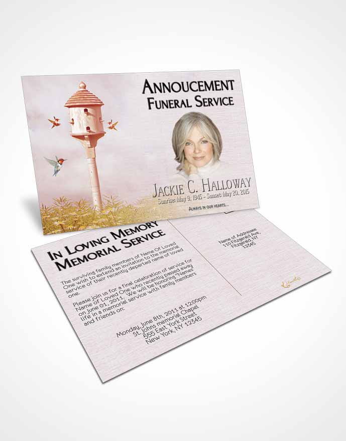 Funeral Announcement Card Template Sunny Birds of a Feather