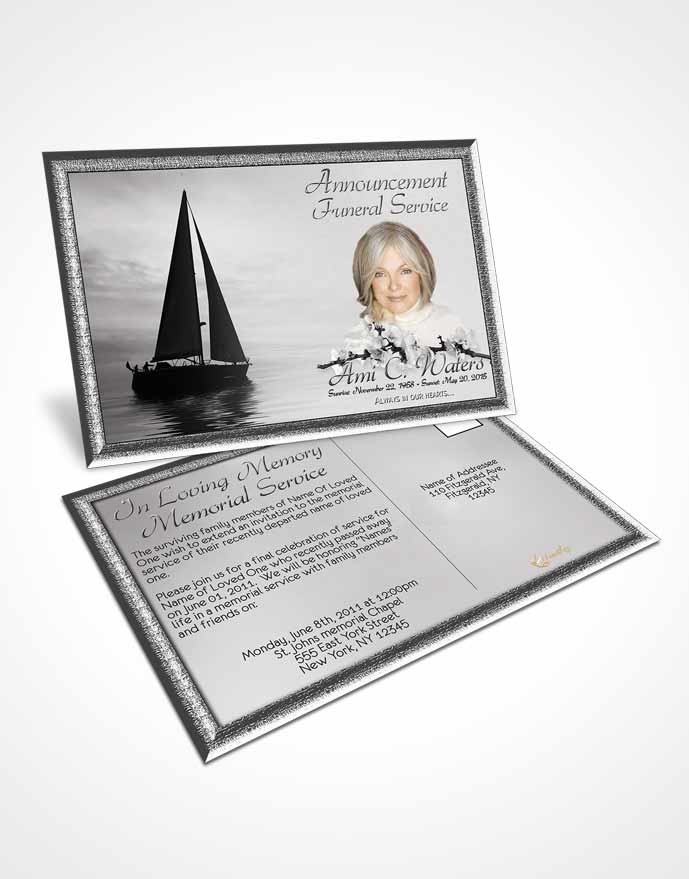 Funeral Announcement Card Template Sunrise Sailor Black and White