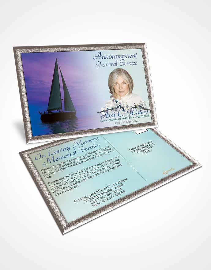 Funeral Announcement Card Template Sunrise Sailor Evening Peace