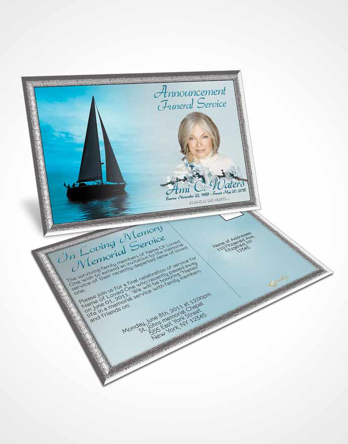 Funeral Announcement Card Template Sunrise Sailor Peaceful Ocean
