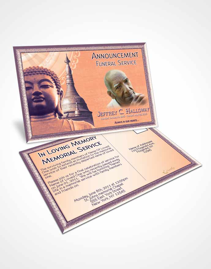 Funeral Announcement Card Template Sunset Buddhist Faith