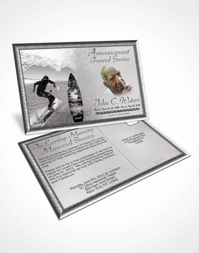 Funeral Announcement Card Template Surfers Paradise Black and White
