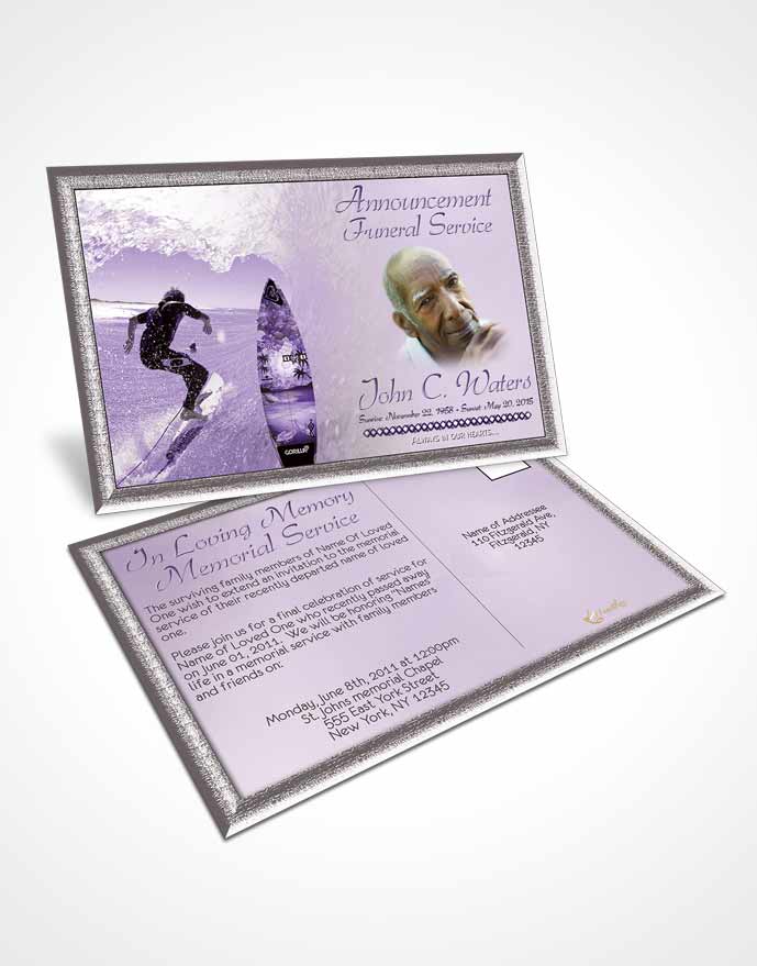 Funeral Announcement Card Template Surfers Paradise Lavender Waves