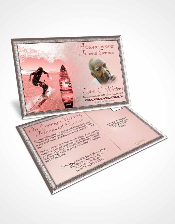 Funeral Announcement Card Template Surfers Paradise Ruby Waves