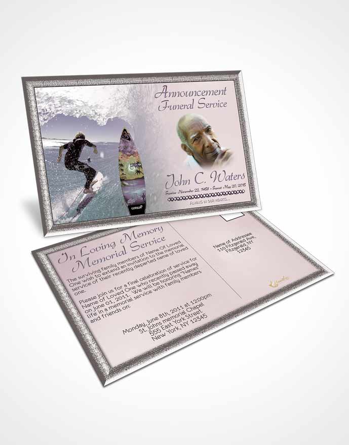 Funeral Announcement Card Template Surfers Paradise Soft Waves