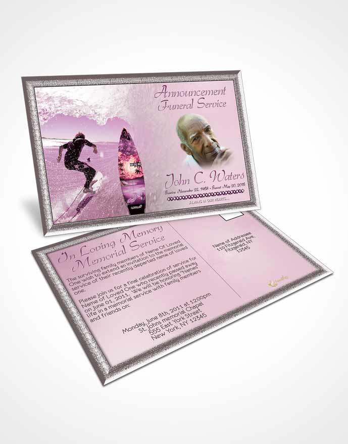 Funeral Announcement Card Template Surfers Paradise Tender Waves