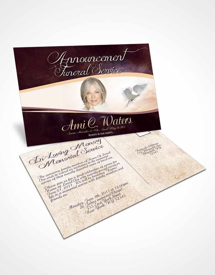 Funeral Announcement Card Template Sweet Paradise