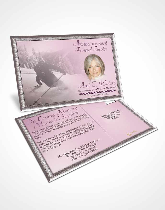 Funeral Announcement Card Template Tender Downhill Skiing