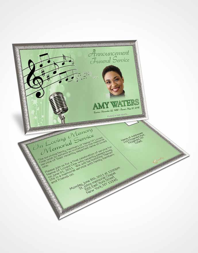 Funeral Announcement Card Template The Sound of Music Emerald Glow