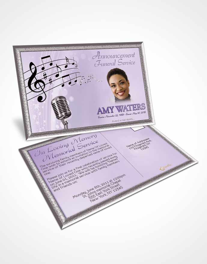Funeral Announcement Card Template The Sound of Music Lavender Honor
