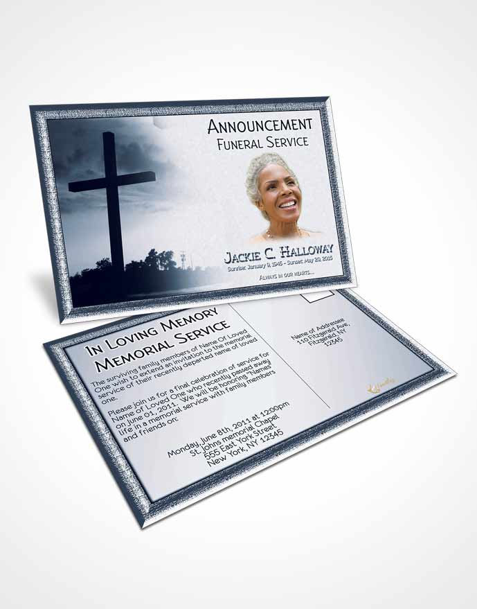 Funeral Announcement Card Template Topaz Cross in the Sky
