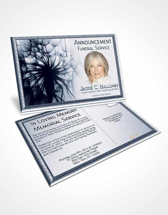 Funeral Announcement Card Template Topaz Dandelion Heaven