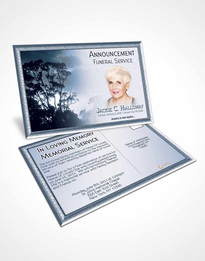 Funeral Announcement Card Template Topaz Morning Sky