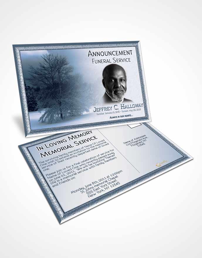 Funeral Announcement Card Template Topaz Winter Breeze