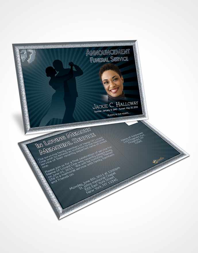 Funeral Announcement Card Template Turquoise Graceful Dancer Dark