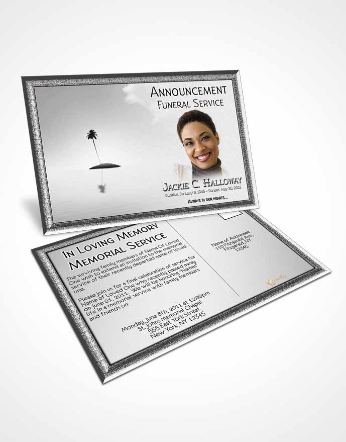 Funeral Announcement Card Template Up in the Black and White Sky