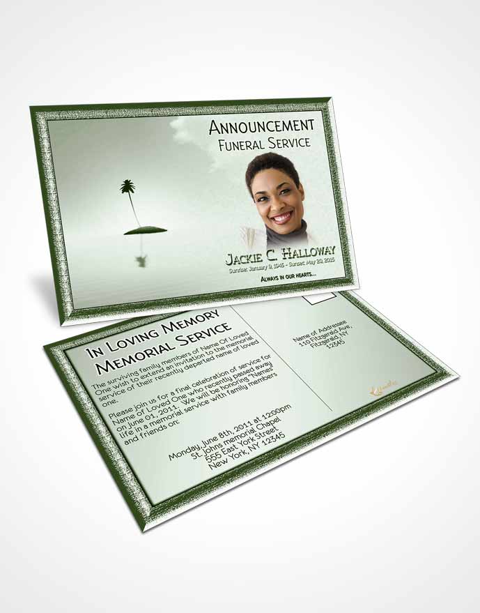 Funeral Announcement Card Template Up in the Emerald Sky