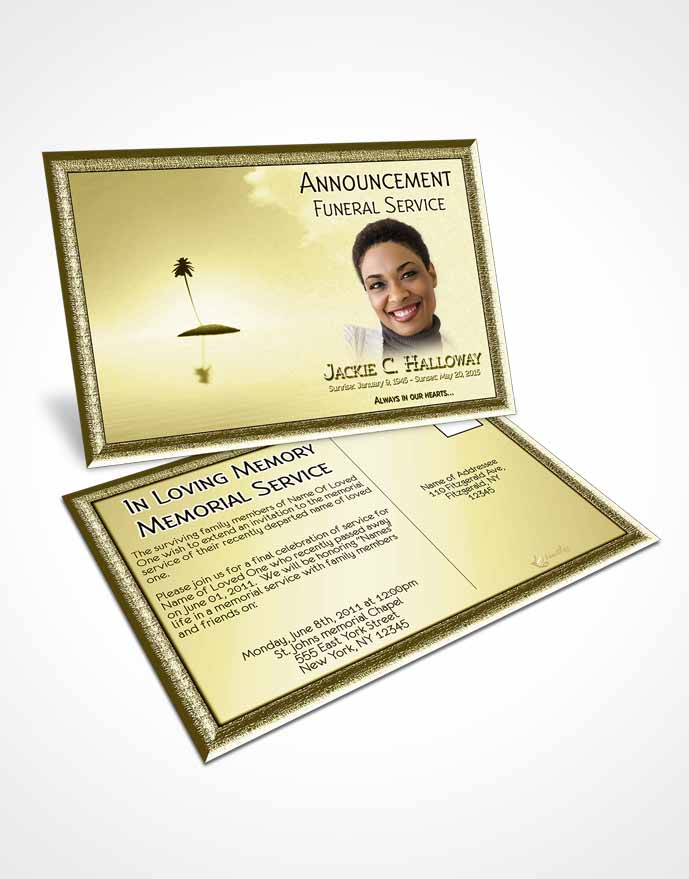 Funeral Announcement Card Template Up in the Golden Sky