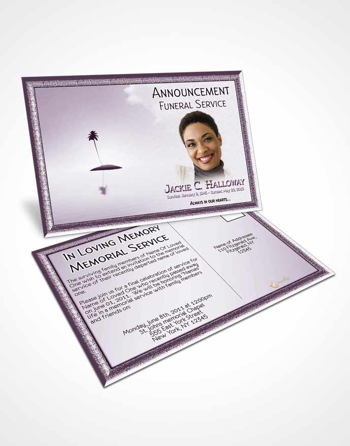 Funeral Announcement Card Template Up in the Lavender Sky