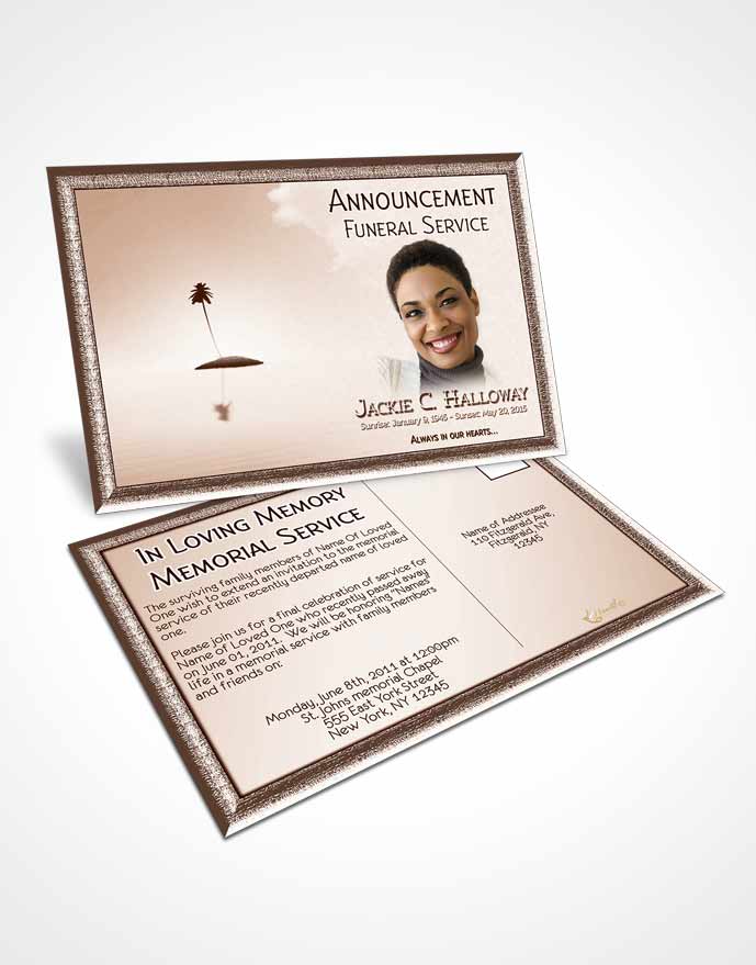 Funeral Announcement Card Template Up in the Peach Sky