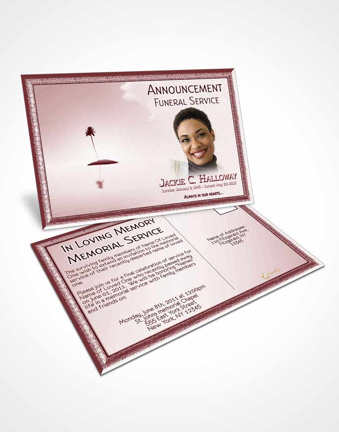 Funeral Announcement Card Template Up in the Pink Sky