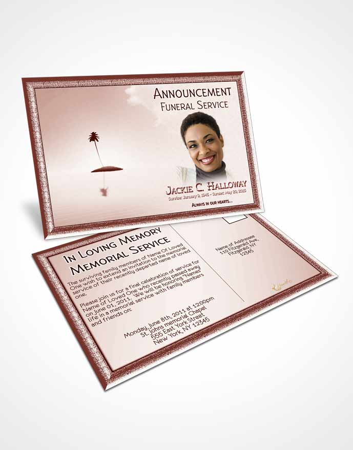 Funeral Announcement Card Template Up in the Strawberry Sky