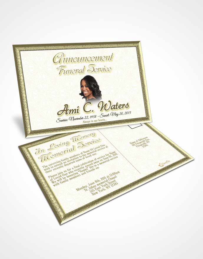 Funeral Announcement Card Template Vintage Purity