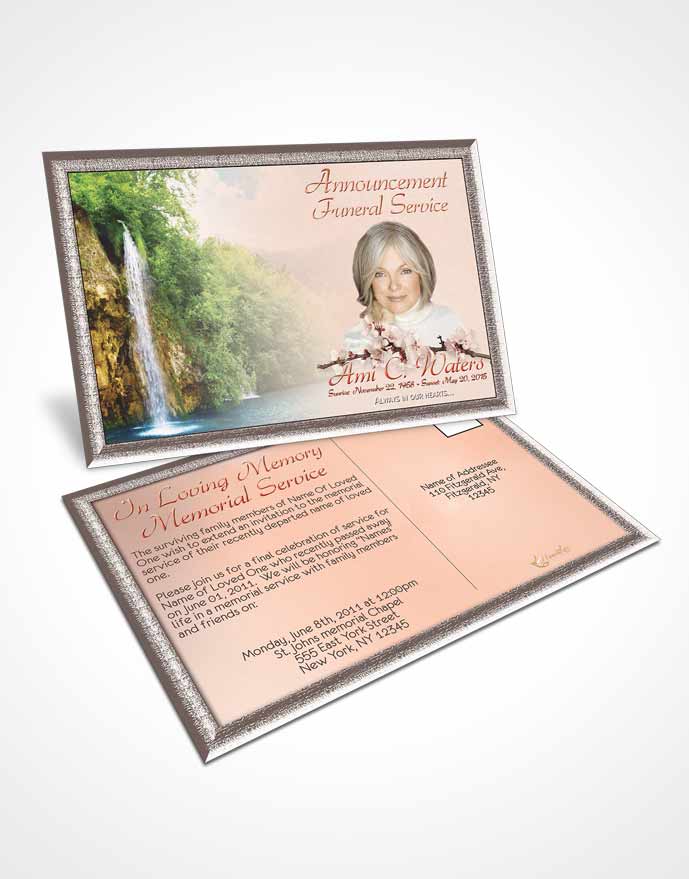 Funeral Announcement Card Template Waterfall Heaven Ruby Desire
