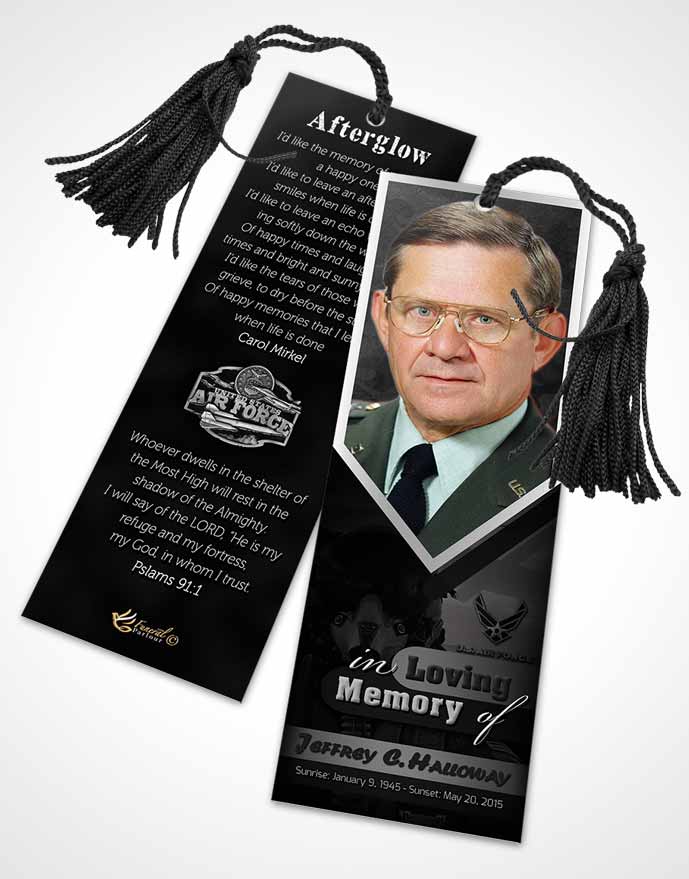 Funeral Bookmark Template 1st Air Force Airman Freedom