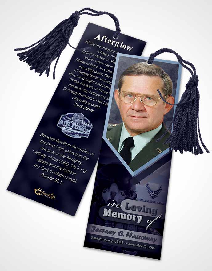 Funeral Bookmark Template 1st Air Force Airman Sunset