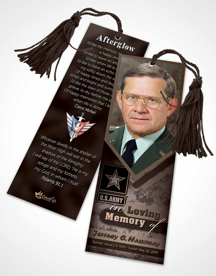Funeral Bookmark Template 1st Army Soldier Bliss