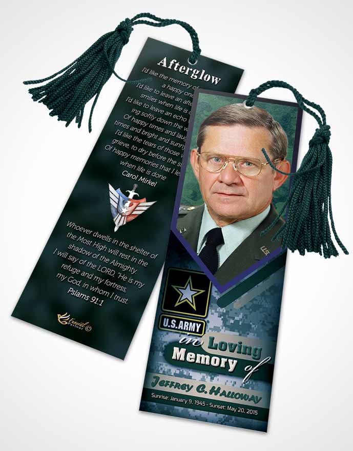 Funeral Bookmark Template 1st Army Soldier Desire