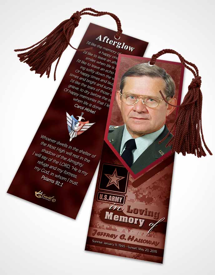 Funeral Bookmark Template 1st Army Soldier Sunrise