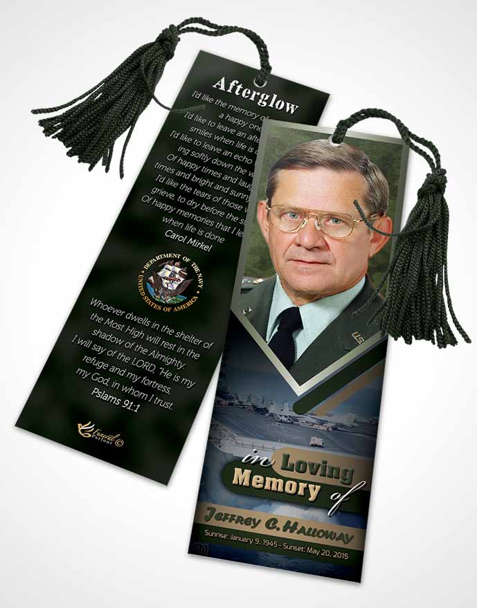 Funeral Bookmark Template 1st Navy Sailor Serenity