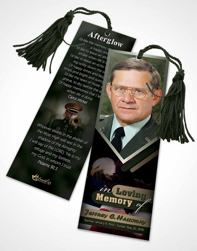 Funeral Bookmark Template 1st Veterans Day Serenity