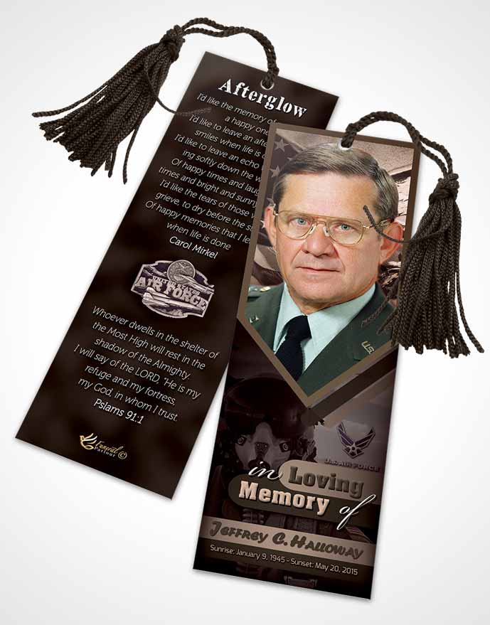 Funeral Bookmark Template 2nd Air Force Airman Bliss